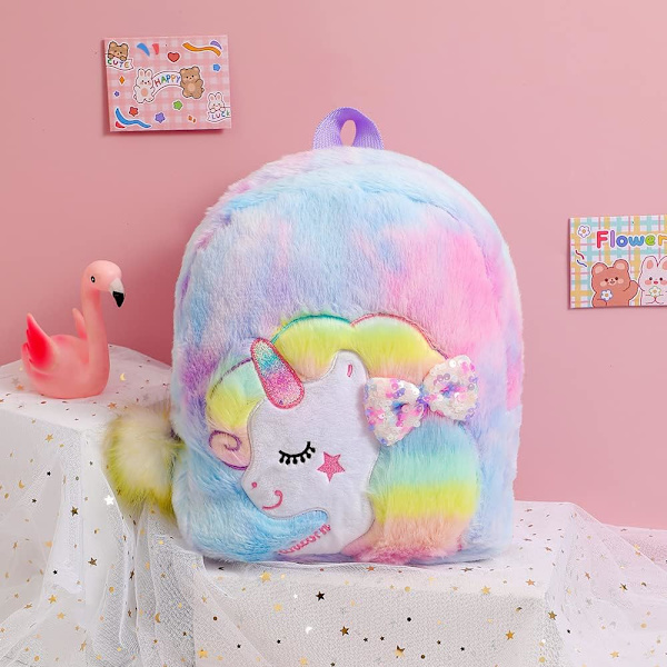 Kawaii skolryggsäck flickor ryggsäck regnbåge bok väska söt skolväska laptop resväska (lila)