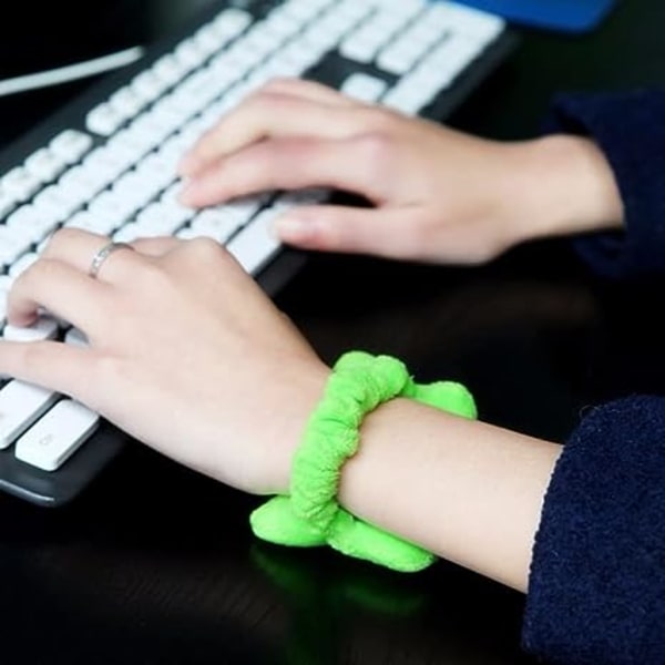 Söt Mini handledsstöd Kudde Band för Kontor Datortangentbord Mus, Laptop, PC Gaming - Handledssmärta Relief (Grön 1st)