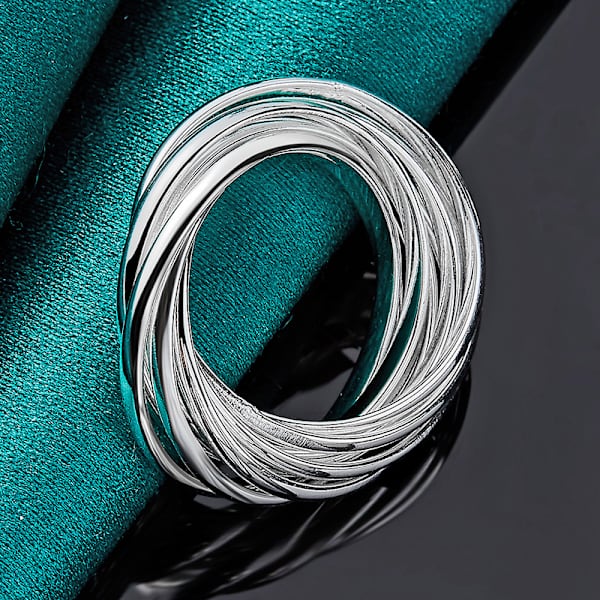 925 Sterling Silver Fem Ringar Ring Mode Charm Smycken 7-10 7