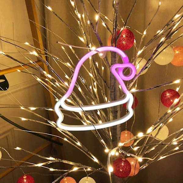 Julepynt Smuk Neon Skilt LED Julemand Hat Neon Lys Juleaften Dekoration Lys USB Drevet Til Soveværelse Vægge Dekorationer (ingen Batteri) 1 stk)