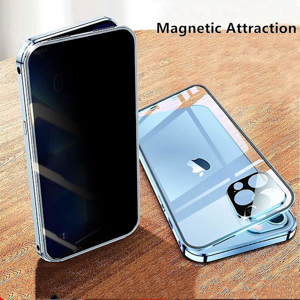 Iphone 13 Pro Max, 360 graders främre och bakre integritetsskydd i härdat glas, Anti Spy-skärm, Anti Peep magnetisk adsorption metallstötfångare för Iphone 13 P