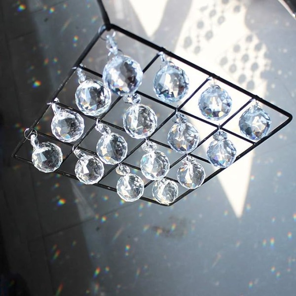 Farverige krystalornamenter - metal krystalhave vedhæng regnbue krystal ornament krystalkugleprisme til vindue, have, boligdekoration (gennemsigtig