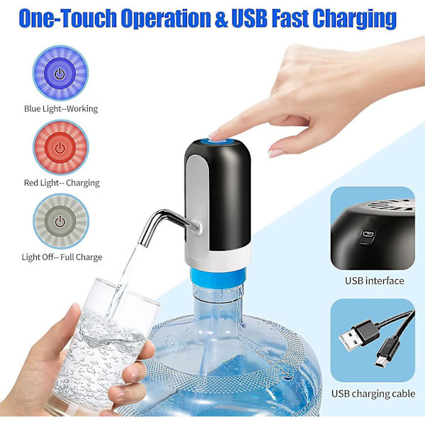 Vannflaskepumpe 5 Gallon Vann Dispense, Bærbar Elektrisk Vannpumpe, Usb Lading, Automatisk Drikkevanns Dispense Pumpe Fo