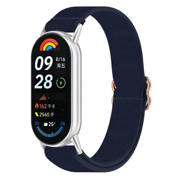 Smartklocksarmband för Xiaomi Smart Band 9/9 NFC/8/8 NFC Nylon Elastisk Flätad Rem Midnight Blue