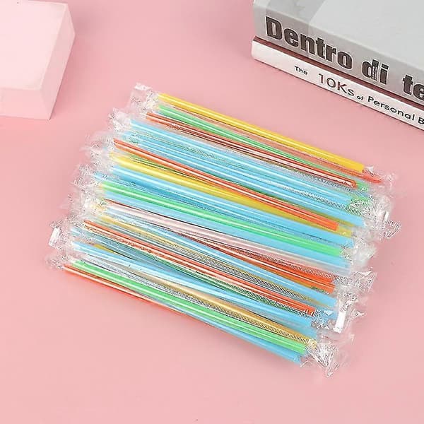 100 stk. farvede mini-cocktail sugerør af plastik til festlige drikkevarer
