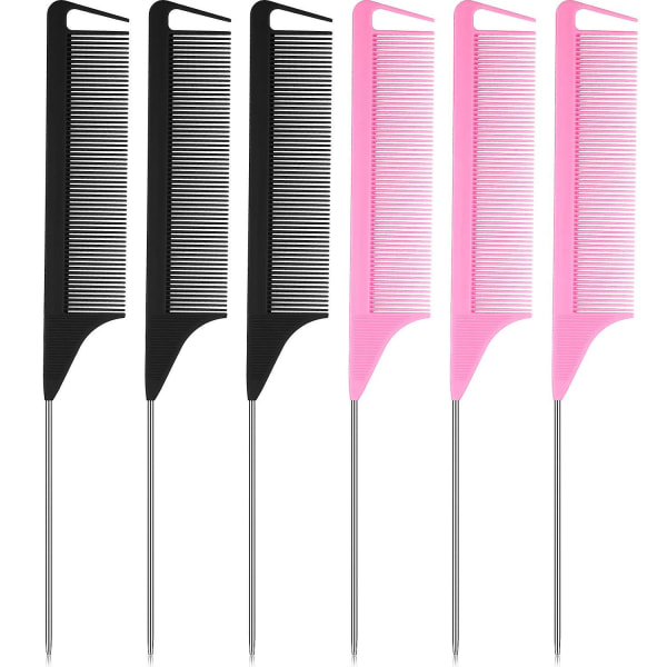 6 kpl hiustenleikkauskampa ruostumaton teräs neulakampa rotan häntäkampa kiusantekokammat hiusten leikkaamiseen hiusten muotoiluun