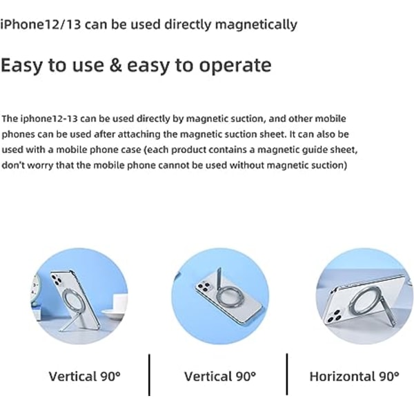 Magneettinen matkapuhelinteline iPhone 12/13:lle Magneettinen puhelinteline Monitoiminen pöytäteline Taitettava kannettava (hopea)