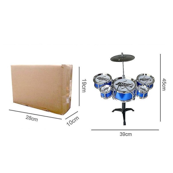 Barn set - Jazz Drum Kit 5 trummor med trumpinnar cymbal pall