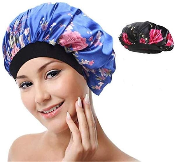 Sovehette, 2 stykker Satin Sovehette Elastisk Bredt Bånd Sovehette For Kvinner Jenter Sovende Kjemo Hårtap
