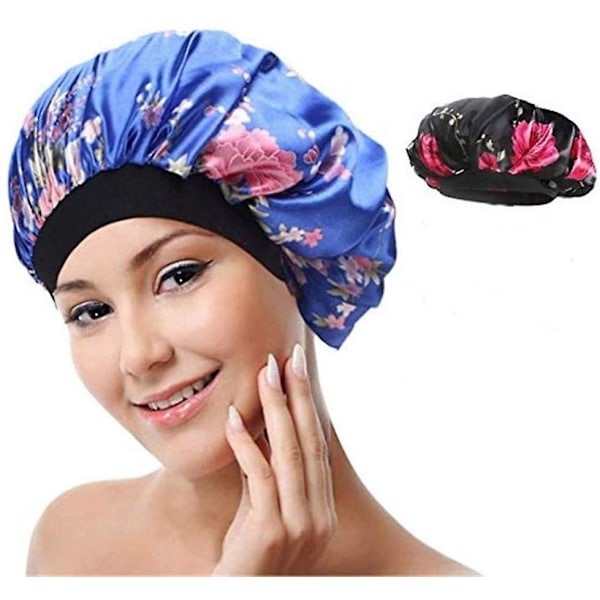 Sovhatt, 2 stycken Satin Sovhatt Elastisk Bred Band Sovhatt För Kvinnor Flickor Sömn Kemoterapi Håravfall