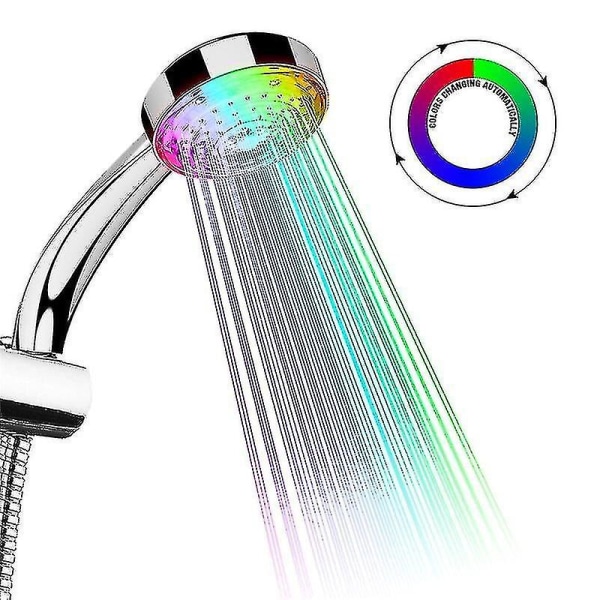 Fargeskiftende dusjhode Led-lys Glødende Automatisk 7 Fargeskiftende Automatisk Håndholdt Vannsparende Dusj Baderomsinnredning