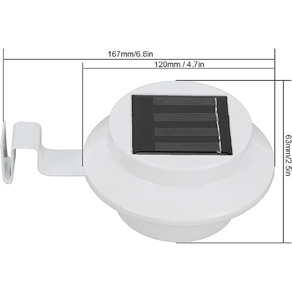 3LED Solcelle-drevne Tagrende Lys Hvid Solcellehegn Lampe Udendørs Væghængt Belysningslampe til Hjem Have