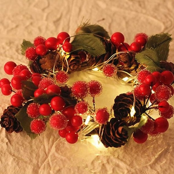 Dörrkrans för ytterdörren, lantlig krans med LED-belysning, 10 cm blomdekoration, rotting, hemdekoration för dörr, uteplats, trädgård, fest