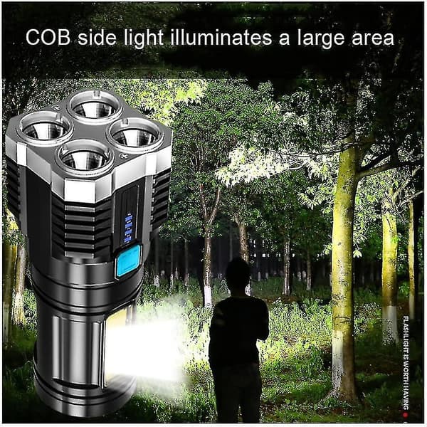 Super Kirkas 10000000lm Taskulamppu Led-Taskulamppu Usb Ladattava Taktiikka Valo