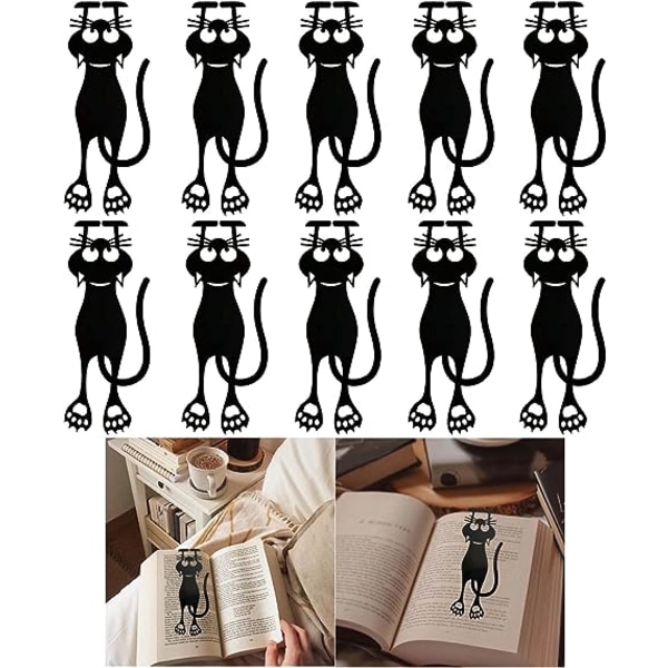 10 Pack Curious Cat -kirjanmerkkiä kissan ystäville - Kissan tassun kirjanmerkit - Suloiset eläinten kirjamerkit set kirjojen lukemisen ystäville - Kissan kirjan sivumerkit - Hauskoja