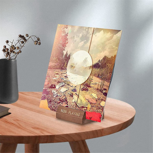 Treplateholder for vinylplater - Bordplateholder for nåværende albumomslag - Enkelt CD-stativ