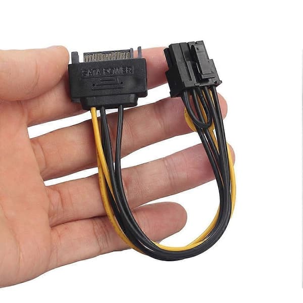 SATA 15-bens han til 8-bens 6+2 PCI-Express PCIe Video Grafisk Strømadapter B0M2 black One-size