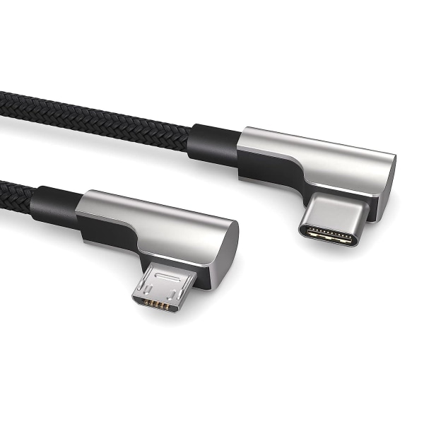 0,3m Otg Usb-tilkoblingskabel, E-sykkel Kiox, Yamaha, Micro Usb til Usb C-kabel (lader Usb C-enheter), 90 graders vinkelplugg, Data C