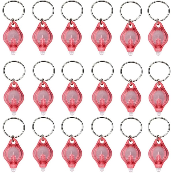 (18 kappaleen pakkaus) Mini punainen LED-avainperän taskulamppu, punainen valoavainperän taskulamppu, punainen avaimenperän taskulamppu, punainen avaimenperän valo - punainen valo punaisella kuorella