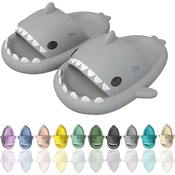 Tegneserie Haj Flip Flops, Skridsikre Tykke-Sålede Strand Flip Flops, Hurtigtørrende Sjove Pool Sandaler grey 44/45