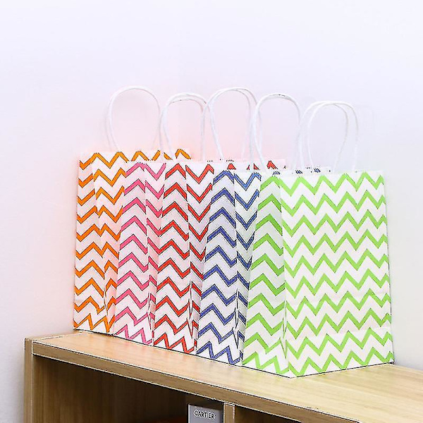 20 st 21*15*8 cm Kraftpapperspåsar Hållbara Färgglada Miljövänliga Multifunktionspåsar För Butiksgåva Paketinslagning