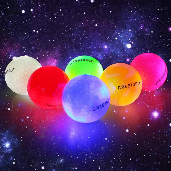 Led-golfbolde, lys op-stød aktiveret med 10 minutters timer Led-golfbolde inkluderer rød, hvid, blå, lyserød, gul og grøn ba