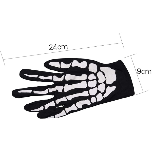 Halloween-asusteet - Skeleton Gloves I Joustavat Kids Skull Gloves I Mustat Skeleton Käsineet Halloween-asuihin Juhliin I Pukeutumis-Juhlia Skel