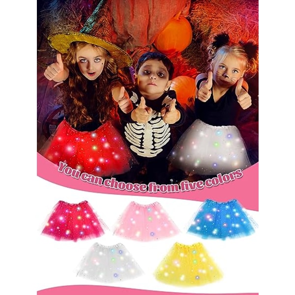 6 kpl LED Light up Tutus Moniväriset Tutu-hameet Pörröinen Baletti Tutu-hame Fairy LED Tutu Pienten Tyttöjen Juhlapuku, 2-8 vuotiaille tytöille