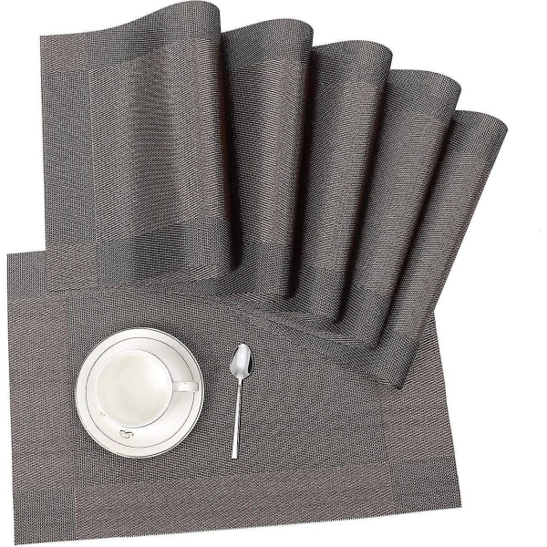 Sklisikker dekkematte sett med 4 - Vaskbar Pvc - Varmebestandig - Hjemmerestaurant Spisebord