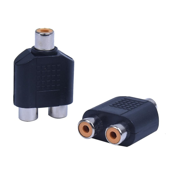 2 stk RCA AV Splitter Y-adapter 1 hunn 2 hunn, Svart
