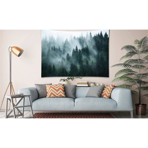 2023 - Sumuvihreä metsäseinäkuva Makuuhuoneeseen, Metsänäkymä Seinäkoristelu 150 X 130 cm