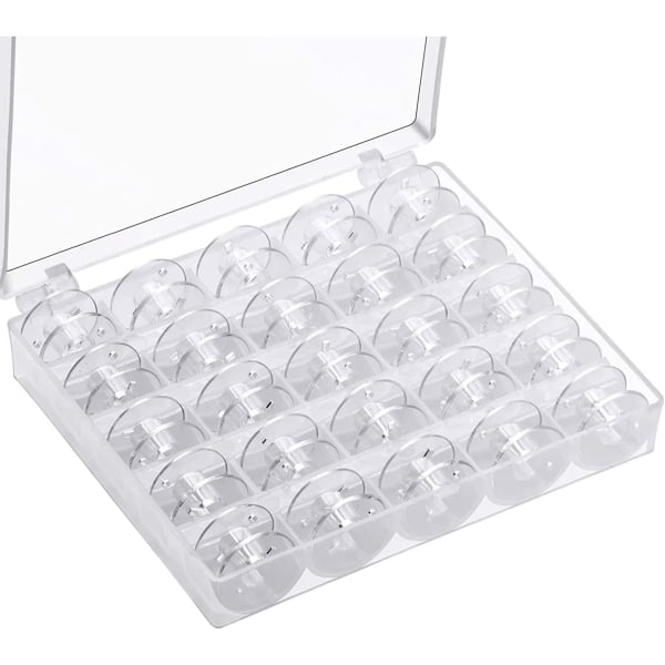 Ompelukoneen puolat, Muoviset puolat ompelukoneen Universal kirkkaat puolat case Ompelukoneen tarvikkeet (25 kpl, läpinäkyvä)