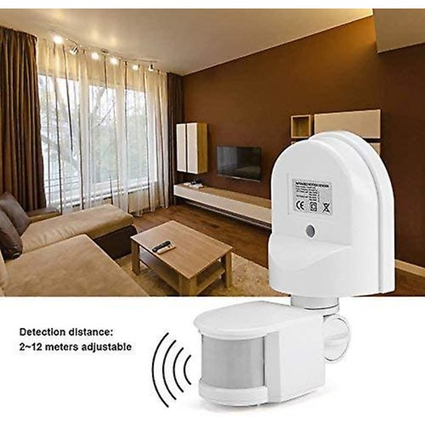 110v-240v Justerbar Rörelsedetektorlampa med Infraröd Sensor (vit)