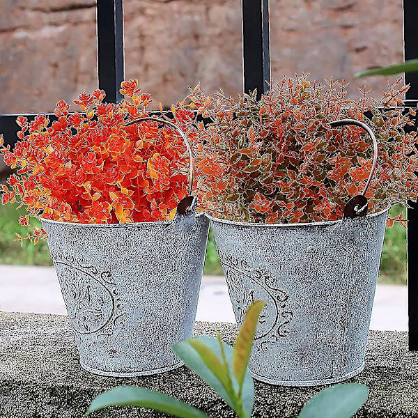8 Pakke Kunstig Efterår Buksbom Ingen Falmning Faux Efterår Planter, Falsk Indendørs Udendørs Greenery Efterår Dekoration Til Hjem Thanksgiving Jul