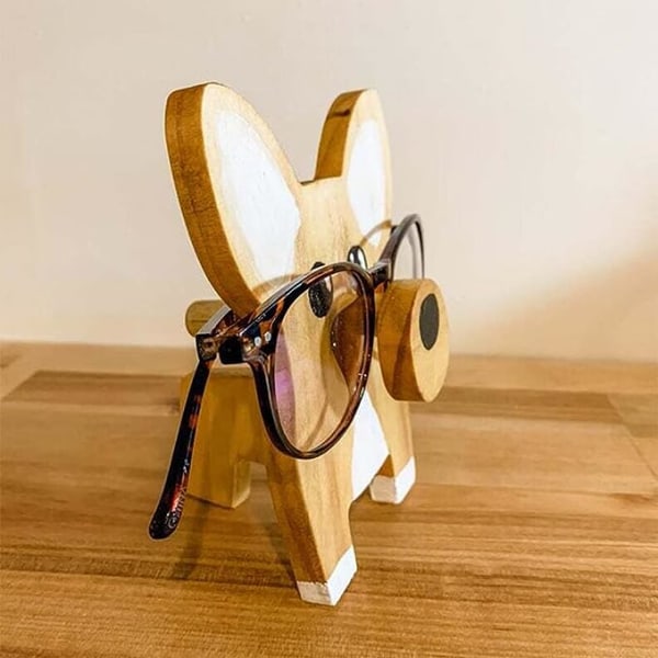 Corgi Hundglasögonställ Handgjord glasögonhållare i trä Söt husdjursglasögondisplay prydnadsföremål Hemmakontor Skrivbordsdekor Corgi glasögonställ