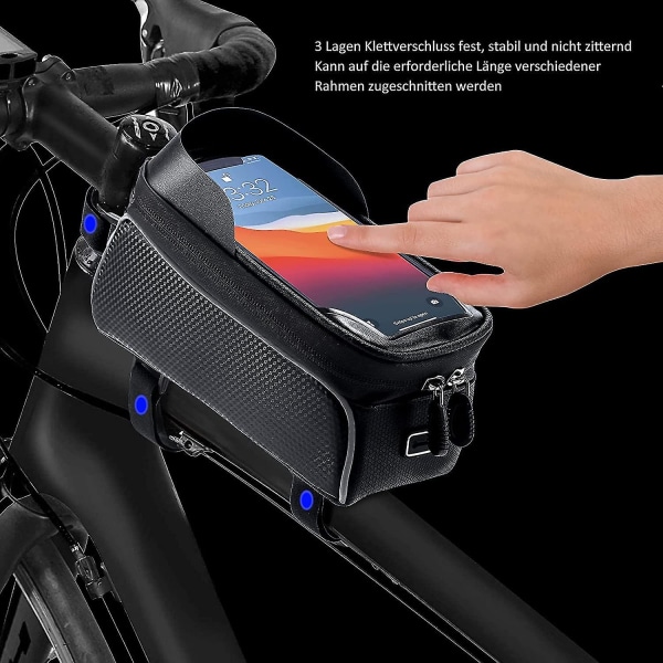 Cykeltaske Cykelrammetaske Vandtæt Top Tube Lomme Mobiltelefon Holder Cykel