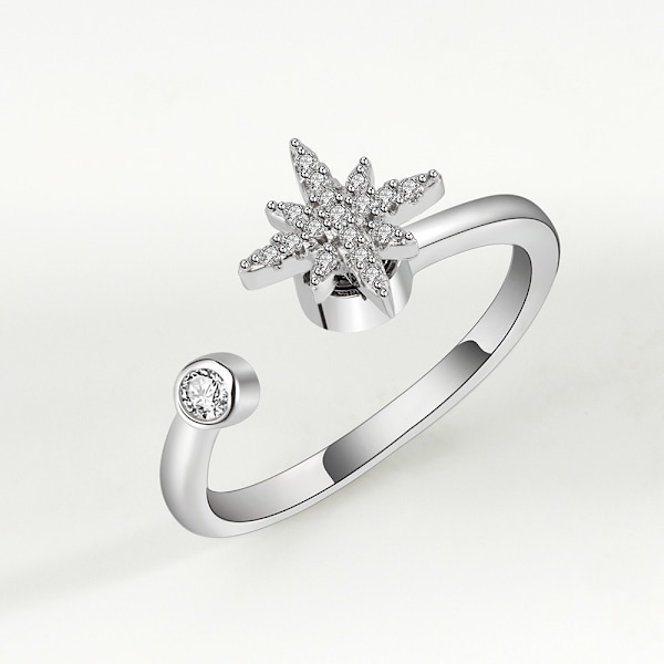 Damer Angstring Fidget Spinner Ring Kubisk Zirkonia Måne Stjerne Blomst Spindende Roterende Bekymringsringe til Stressaflastning Justerbar