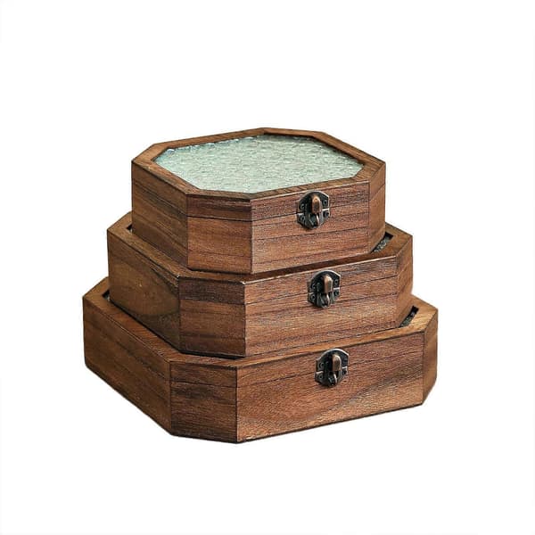 Smyckeskrin Trälåda Förvaringslåda Elegant Robust Souvenir Presentförpackning med Lock