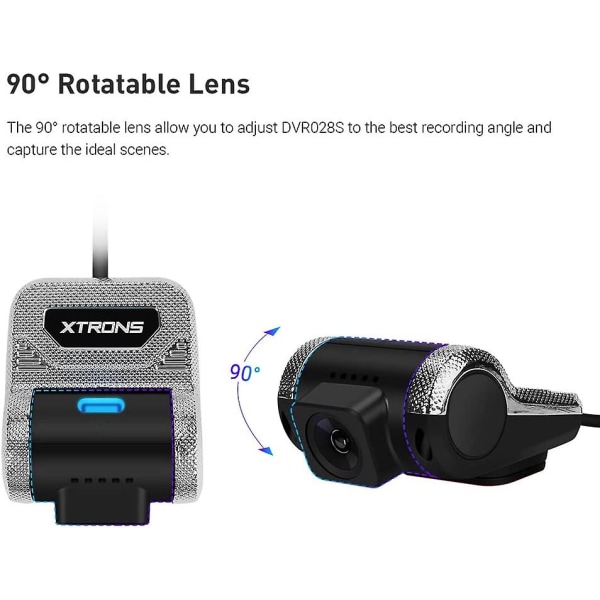 Xtrons In Car Dvr Dash Camera Usb Mini Video Hd Recorder Med Vidvinkel, Roterbar Lins, Loop-inspelning, Inspelning Ljud Smart Dash Cam