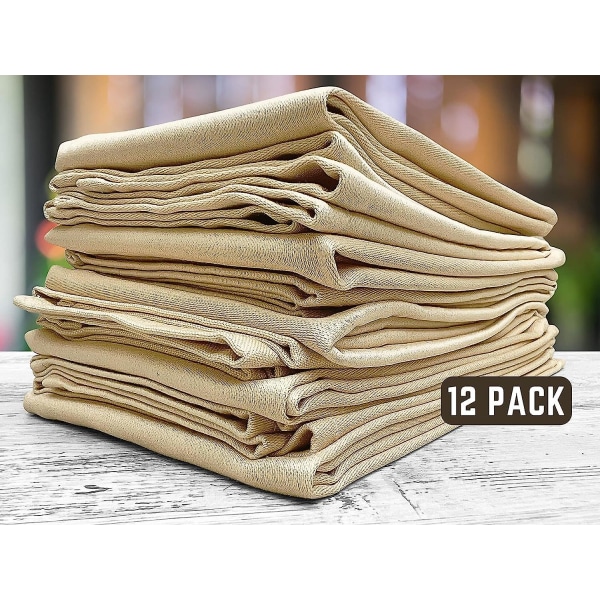 100% Bomuldsstof Servietter Sæt af 12 Beige Middagsservietter Linned Servietter Vaskbare Genanvendelige Spisebord Bryllup Fest