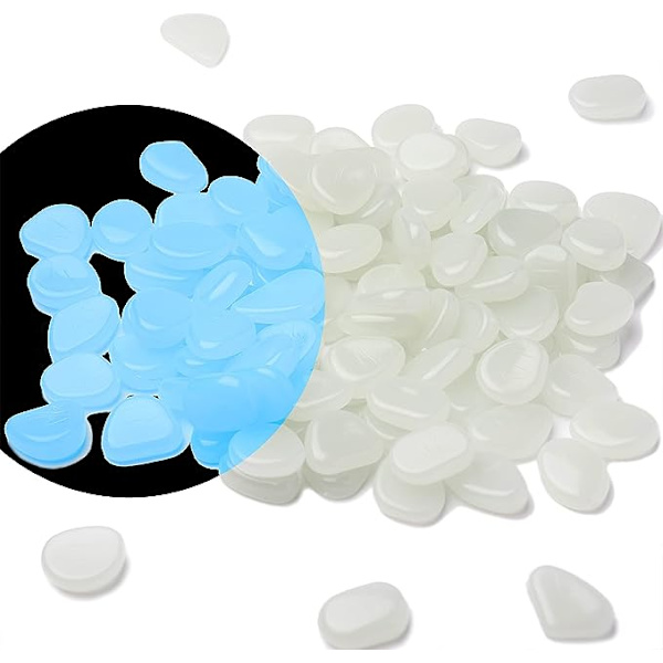 Glow in the Dark Rocks 300Pcs Hvite Glow Stones, Glowing Rocks for Betta Fish Tank, Aquarium, Hage, Plantere, Landskapssti Glow Gravel Pebble