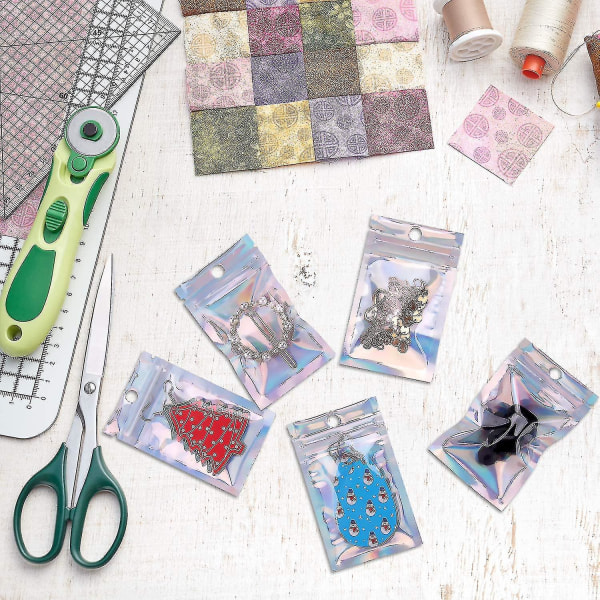 Foliebags Genlukkelige Ziplock-poser Holografiske Farver Lugtsikre Poser Til Gaveposer Mad Smykker Opbevaring, 6x10cm / 7x10cmcolor