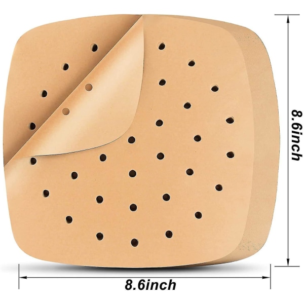 Ilma frittipaperi pergamenttipaperivuoraukset, 200 kpl neliönmuotoiset ilma frittipaperivuoraukset, 8,5 tuuman rei'itetty pergamenttipaperi