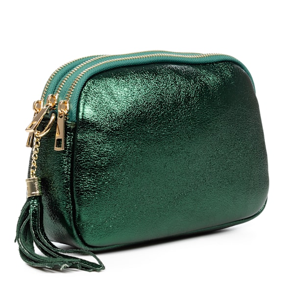 FIRENZE ARTEGIANI. Aliminusa dame skuldertaske. Ægte Dollaro læder. 22x9x16cm. Verde