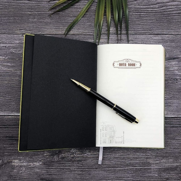 A5 Retro Notesbog med Gylden Pen - Håndlavet Dagbog & Notesblok med Vintage Charme
