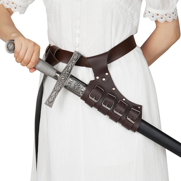 Middelaldersk lær sverdbelte midjeslire slire rapier spenne stropp hylster menn rustning cosplay,bla