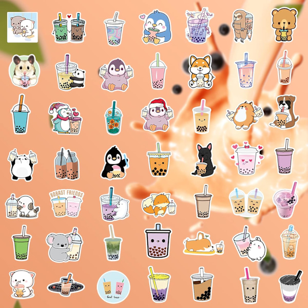 100 stk kawaii klistermærker til bobler, drikkevarer