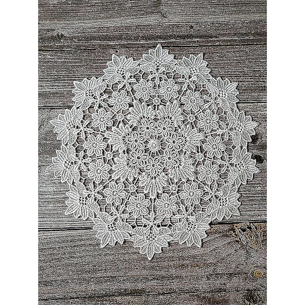 3 stk. Hvid Blonde Rund Broderi Bordplads Håndlavet Blonde Dækkeserviet Bomuldspladsmåtte Blomstermåtte