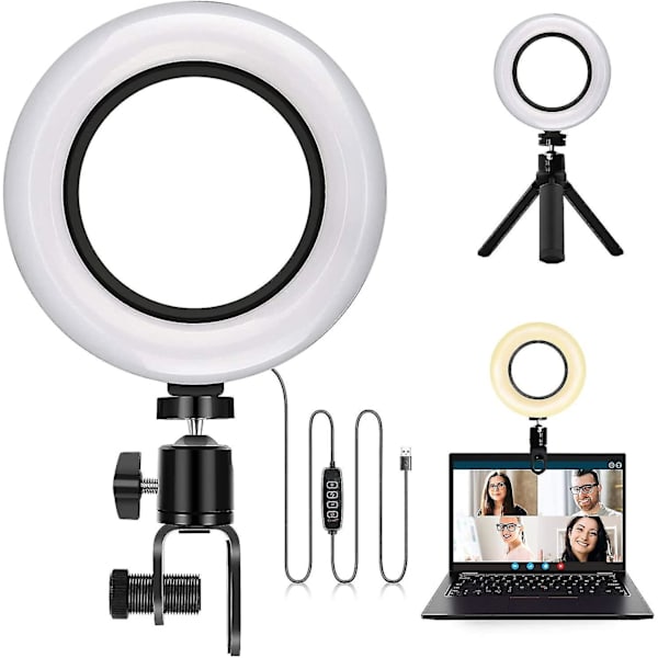 6 tuuman selfie-LED-rengasvalo pidikkeellä ja jalustalla, suoratoistoon/videotallennukseen