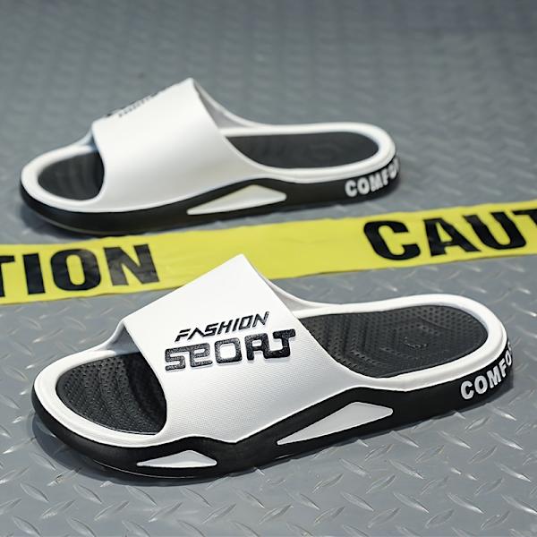 Herr Ultra Mjuka Slides Halkfria Casual Tofflor Öppen Tå Skor Inomhus Utomhus Strand Dusch Blanco 40-41